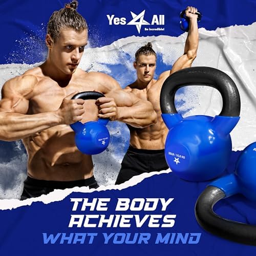 Yes4All 5-100 LB Kettlebells for Home Gym Exercises Fitness Full Body Workout Equipment