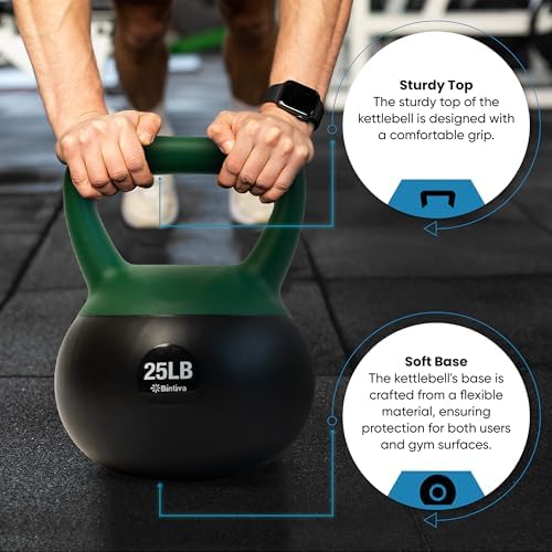 Bintiva Soft Kettlebells Sea and Iron Sand Filled Weights - Fitness Equipment for Women and Men - Color Coded Kettle Bel