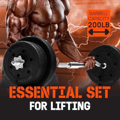 Yes4All Standard Straight Barbell 60" - Gym Workout, Suitable for Men & Women, Perfect for Home & Gym Use, Heavy Duty Co