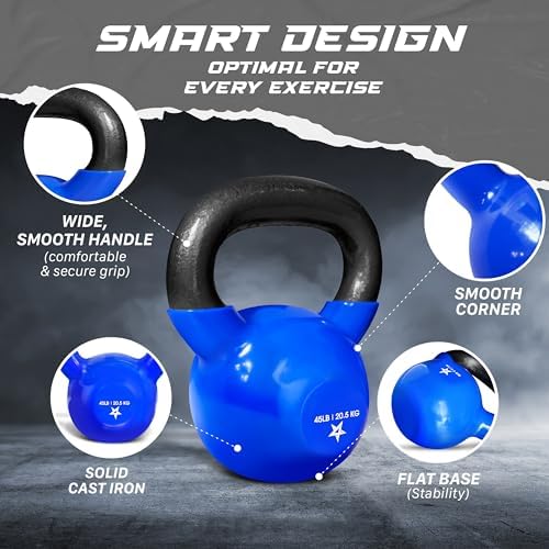 Yes4All 5-100 LB Kettlebells for Home Gym Exercises Fitness Full Body Workout Equipment