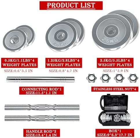 VIVITORY Adjustable Dumbbells Home Gym Workout Fitness Equipment, Chromed Weights, Metal Connecting Rod, 11/22/44/66/110