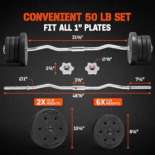 Yes4All Standard Straight Barbell 60" - Gym Workout, Suitable for Men & Women, Perfect for Home & Gym Use, Heavy Duty Co