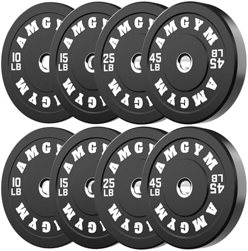 2 Inch Bumper Plates, 10-500lbs, Barbell Rubber Olympic Weight Plates Set for Home Gym, Strength Training & Weight Lifti