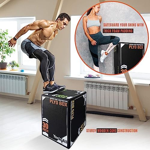 Yes4All 3-in-1 Soft-Padded Plyo Box With Wooden Core for Jumping, Conditioning, and Strength Training
| Non-Slip Multi- - Image 34