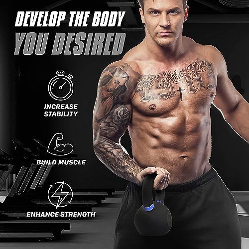 Yes4All 9lb to 71lb Powder Coated Cast Iron Kettlebells - Strength Training Equipment for Home Gym Conditioning - Heavy