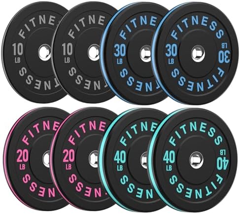 2 Inch Bumper Plates, 10-500lbs, Barbell Rubber Olympic Weight Plates Set for Home Gym, Strength Training & Weight Lifti