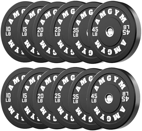 2 Inch Bumper Plates, 10-500lbs, Barbell Rubber Olympic Weight Plates Set for Home Gym, Strength Training & Weight Lifti