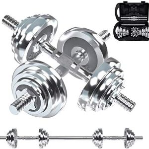 VIVITORY Adjustable Dumbbells Home Gym Workout Fitness Equipment, Chromed Weights, Metal Connecting Rod, 11/22/44/66/110