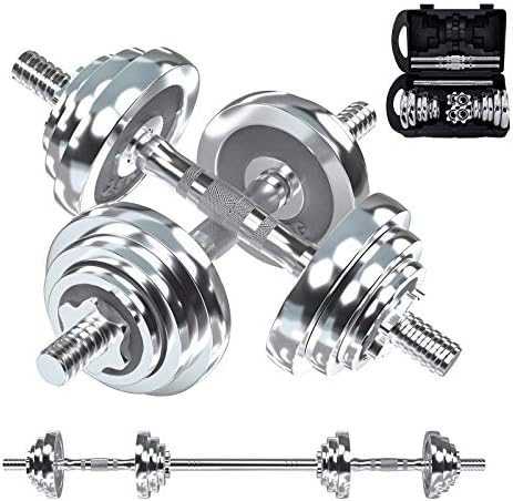 VIVITORY Adjustable Dumbbells Home Gym Workout Fitness Equipment, Chromed Weights, Metal Connecting Rod, 11/22/44/66/110