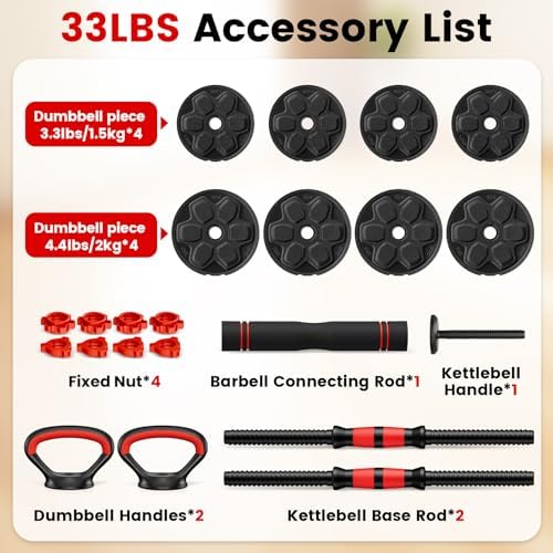Adjustable Dumbbell Set for Home Gym, 20/33/45/70/90lbs, Multiple Uses for Men and Women
Adjustable Dumbbells Set, 20/33 - Image 12