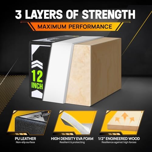 Yes4All 3-in-1 Soft-Padded Plyo Box With Wooden Core for Jumping, Conditioning, and Strength Training
| Non-Slip Multi- - Image 9