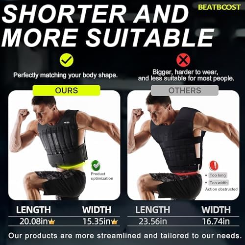 Men's Adjustable Weight Vest 20lb-60lb for Strength Training and Running | Men's 30lb Adjustable Weight Vest with Steel