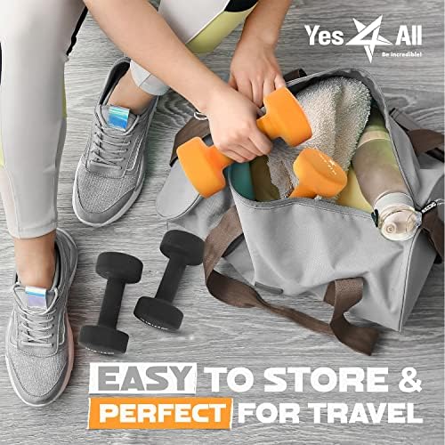 Yes4All Neoprene Coated Dumbbell Hand Weights for Home Workout - Multiple Weight Options with 15 Colors, Anti-Roll, Ant