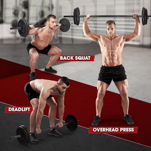 Yes4All 60 Inch Standard Straight Barbell & EZ Curl Bar - Fitness Equipment for Home Gyms & Commercial Use - Heavy Duty