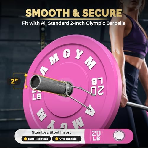 2 Inch Bumper Plates, 10-500lbs, Barbell Rubber Olympic Weight Plates Set for Home Gym, Strength Training & Weight Lifti