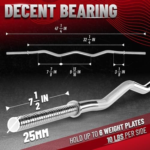 Yes4All Standard Straight Barbell 60" - Gym Workout, Suitable for Men & Women, Perfect for Home & Gym Use, Heavy Duty Co