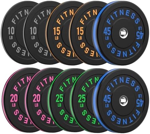 2 Inch Bumper Plates, 10-500lbs, Barbell Rubber Olympic Weight Plates Set for Home Gym, Strength Training & Weight Lifti