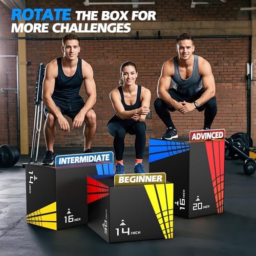 High-Density Non-Slip 3-in-1 Foam Plyometric Jump Box for Home Gym, HIIT, Crossfit | Easy-to-Clean 440lb Weight Capacit