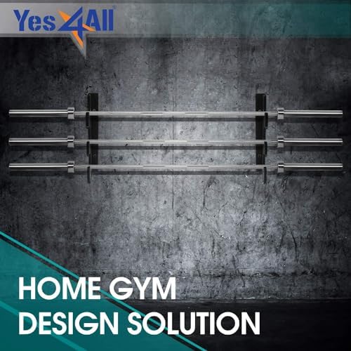Yes4All Vertical Wall Mount Olympic Barbell Holder for Home Gym Storage | Yes4All Hanging Barbell Rack for Home Fitness