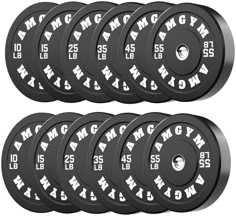 2 Inch Bumper Plates, 10-500lbs, Barbell Rubber Olympic Weight Plates Set for Home Gym, Strength Training & Weight Lifti