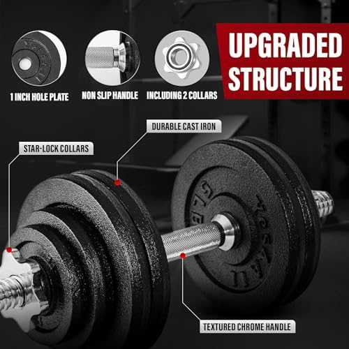 Yes4All Adjustable Dumbbell Set for Home Gym Workout Routines | Yes4All Star Lock Collar Adjustable Dumbbells Ideal for