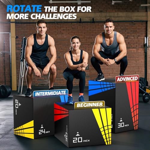 High-Density Non-Slip 3-in-1 Foam Plyometric Jump Box for Home Gym, HIIT, Crossfit | Easy-to-Clean 440lb Weight Capacit