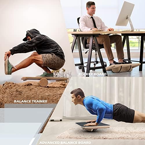 Multi-Optional Anti-Slip Wobble Board for Desk Balance Training | Extra-Large Rocker Board for Core Strengthening Exerc