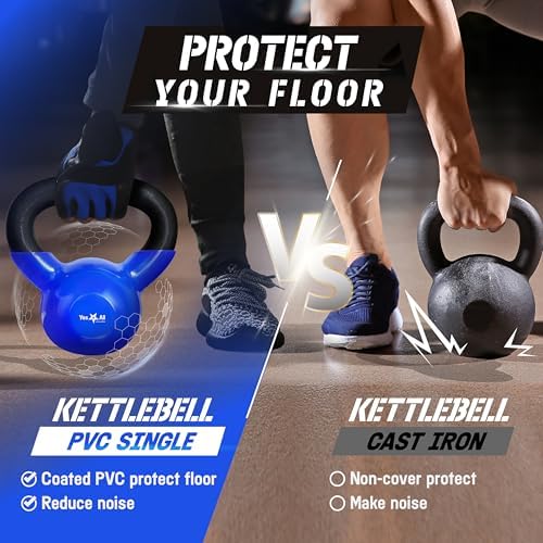 Yes4All 5-100 LB Kettlebells for Home Gym Exercises Fitness Full Body Workout Equipment