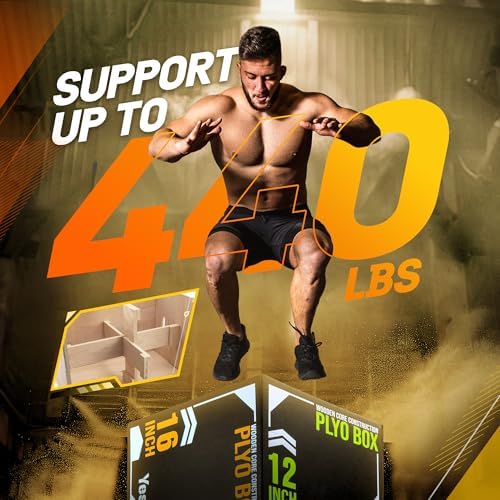 Yes4All 3-in-1 Soft-Padded Plyo Box With Wooden Core for Jumping, Conditioning, and Strength Training
| Non-Slip Multi- - Image 10