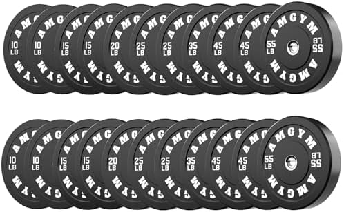 2 Inch Bumper Plates, 10-500lbs, Barbell Rubber Olympic Weight Plates Set for Home Gym, Strength Training & Weight Lifti