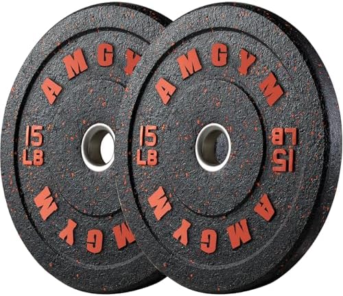 2 Inch Bumper Plates, 10-500lbs, Barbell Rubber Olympic Weight Plates Set for Home Gym, Strength Training & Weight Lifti
