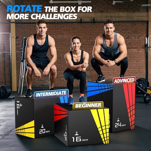 High-Density Non-Slip 3-in-1 Foam Plyometric Jump Box for Home Gym, HIIT, Crossfit | Easy-to-Clean 440lb Weight Capacit