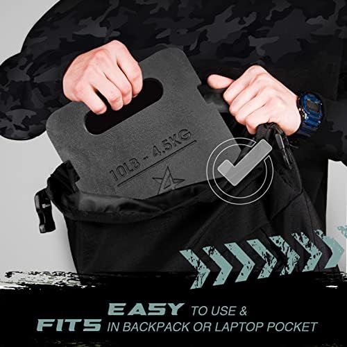 Yes4All Rucking Weight Backpack, Cast Iron Training Weight Plate, Quick-Attach Strap Slots, Ergonomic Rounded Handle for
