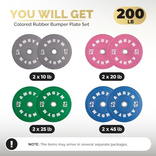 2 Inch Bumper Plates, 10-500lbs, Barbell Rubber Olympic Weight Plates Set for Home Gym, Strength Training & Weight Lifti