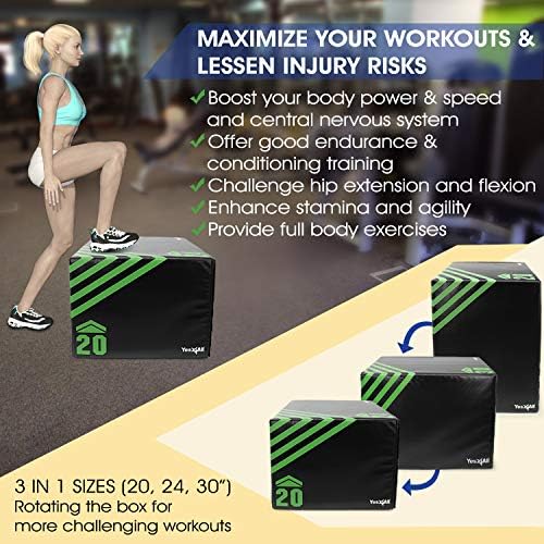 Yes4All 3 in 1 Foam Plyometric Jump Box - Fitness Workout for Training & Conditioning
