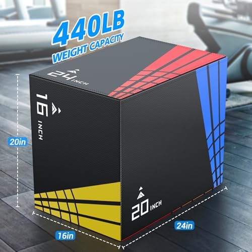 High-Density Non-Slip 3-in-1 Foam Plyometric Jump Box for Home Gym, HIIT, Crossfit | Easy-to-Clean 440lb Weight Capacit