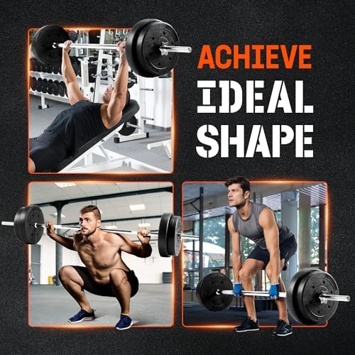 Yes4All 60 Inch Standard Straight Barbell & EZ Curl Bar - Fitness Equipment for Home Gyms & Commercial Use - Heavy Duty