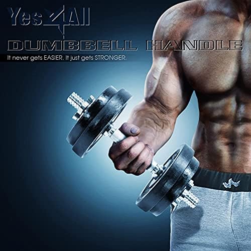Yes4All Chrome/Rubber Grip Threaded Dumbbell Handles 14/16/18/24 inches, Fit 1"/1.15" Plates | Yes4All Threaded Dumbbel