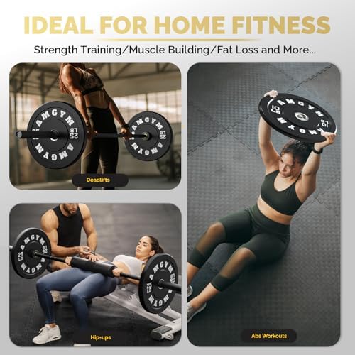 2 Inch Bumper Plates, 10-500lbs, Barbell Rubber Olympic Weight Plates Set for Home Gym, Strength Training & Weight Lifti