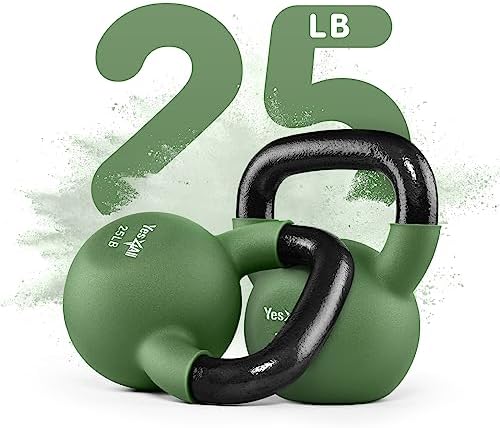 Yes4All 5-65 LB Kettlebells for Full Body Training at Home Gym | Yes4All Neoprene Coated Cast Iron Kettlebells for Home