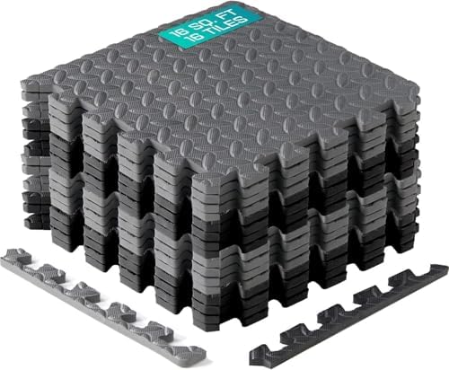 Yes4All Interlocking Exercise Foam Mats for Home Gym – Black – 36 Square Feet (36 Tiles) Yes4All Interlocking Floor Ma