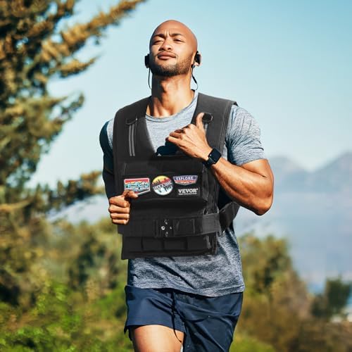 VEVOR Adjustable Weighted Vest for Strength Training and Running | Reflective Stripe Weight Vest by VEVOR for Nighttime
