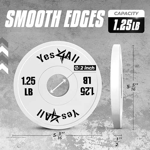 Yes4All Fractional Weight Plates Set for Dumbbell and Olympic Barbell Weightlifting, Set of 4 Plates in 1.25LB, |5LB, an