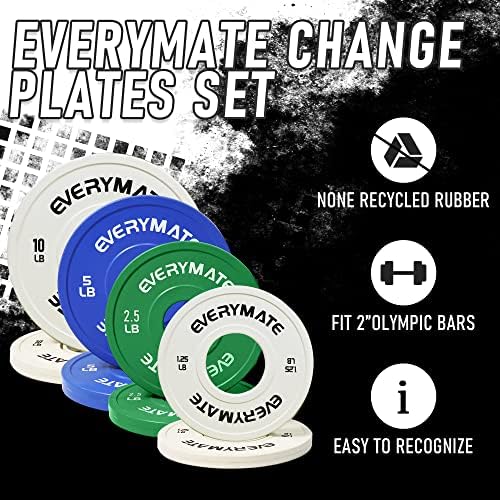 EVERYMATE Change Plates - Fractional Olympic Bumper Plates for Cross Training - Steel Insert Strength Training Weight Pl
