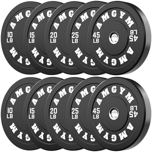 2 Inch Bumper Plates, 10-500lbs, Barbell Rubber Olympic Weight Plates Set for Home Gym, Strength Training & Weight Lifti