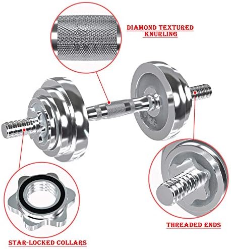 VIVITORY Adjustable Dumbbells Home Gym Workout Fitness Equipment, Chromed Weights, Metal Connecting Rod, 11/22/44/66/110