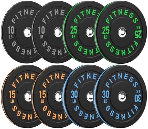 2 Inch Bumper Plates, 10-500lbs, Barbell Rubber Olympic Weight Plates Set for Home Gym, Strength Training & Weight Lifti