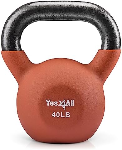 Yes4All 5-65 LB Kettlebells for Full Body Training at Home Gym | Yes4All Neoprene Coated Cast Iron Kettlebells for Home