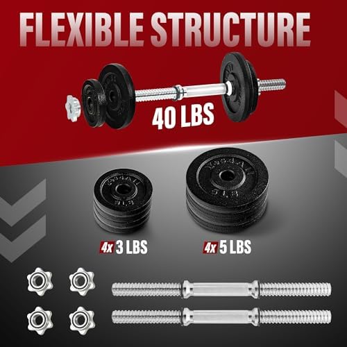 Yes4All Adjustable Dumbbell Set for Home Gym Workout Routines | Yes4All Star Lock Collar Adjustable Dumbbells Ideal for