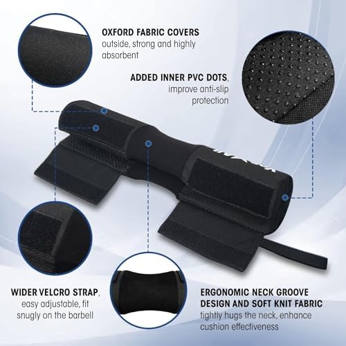 Yes4All Ergonomic Foam Bar Pad - Olympic Barbell Squat Pad - Athletes for Gym Workouts - Moisture-Wicking Padding - 6" x